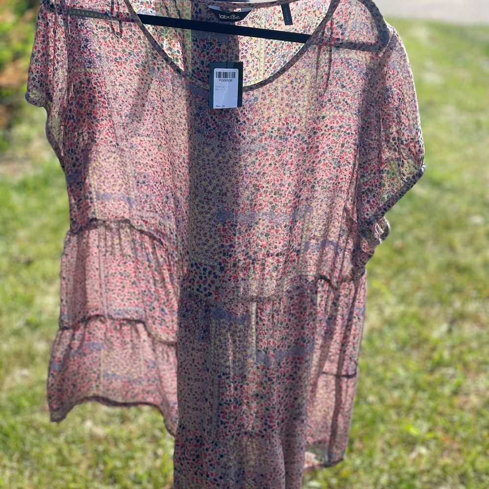 Floral Sheer Blouse - Pink and Black
